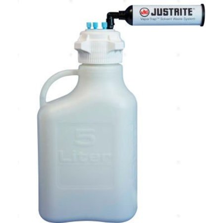 JUSTRITE Justrite 12801 VaporTrap„¢ Carboy With Filter Kit, HDPE, 5-Liter, 6 Ports 12801